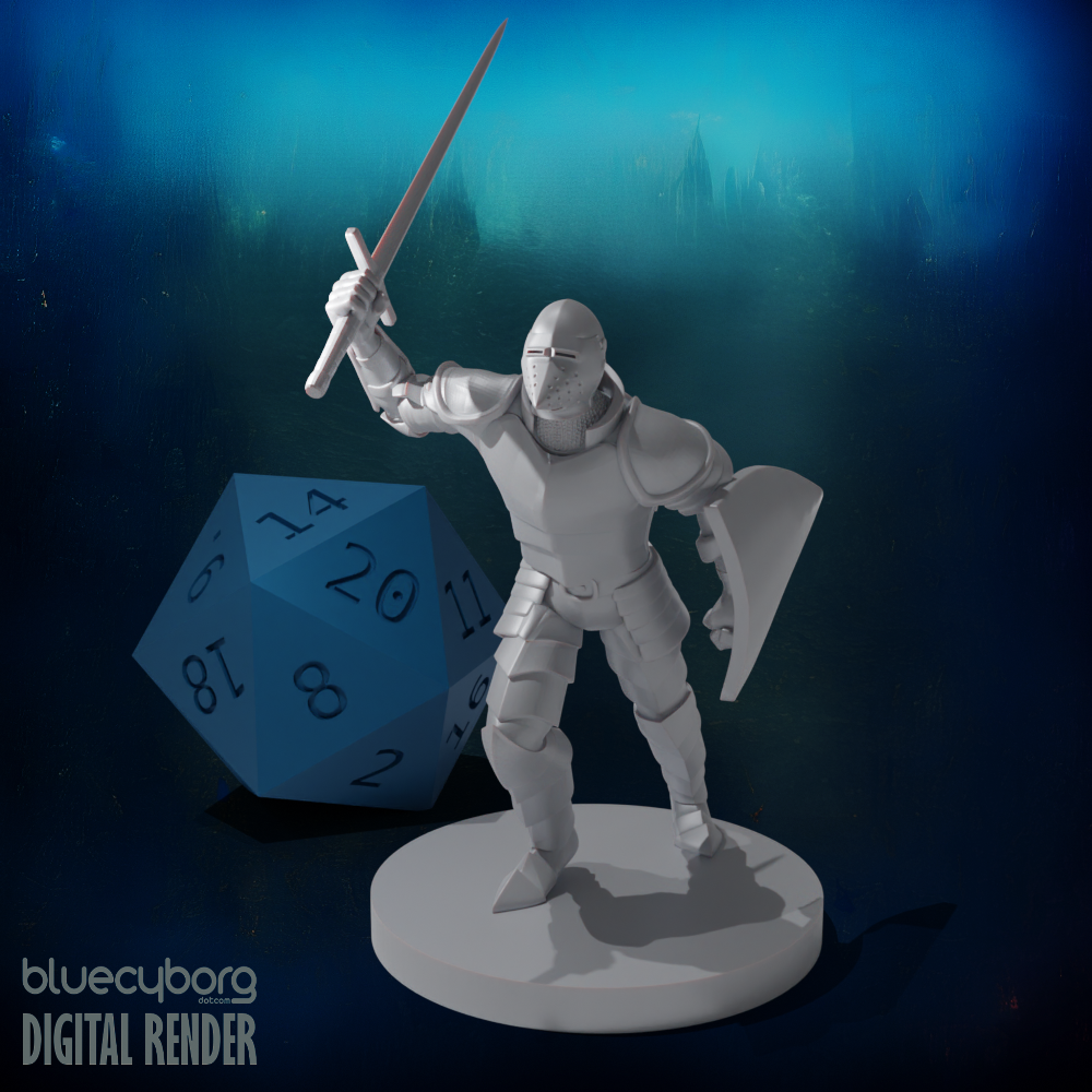 Human Male Fighter w Hounskull Bacinet 28mm Scale Miniature