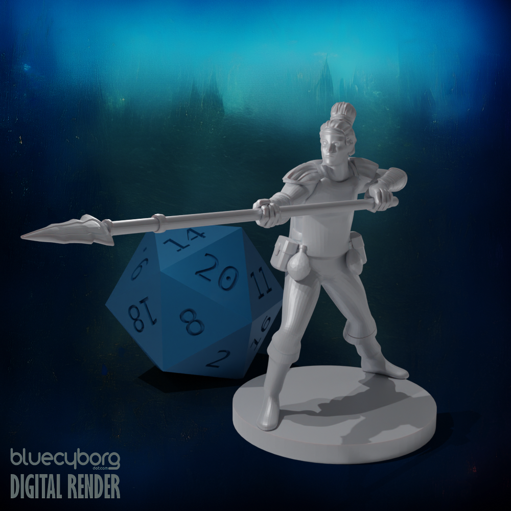 Human Male Fighter with Spear 28mm Scale Miniature