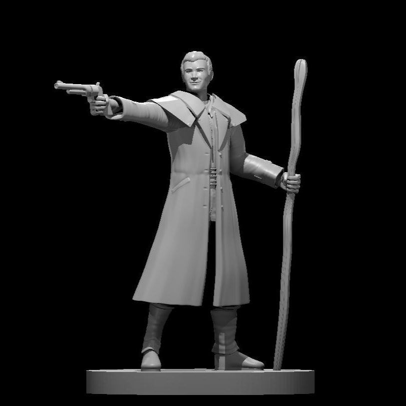 Human Male Gunslinger Wizard 28mm Scale Miniature