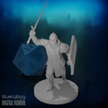 Human Male Paladin with Tower Shield Charging 28mm Scale Miniature