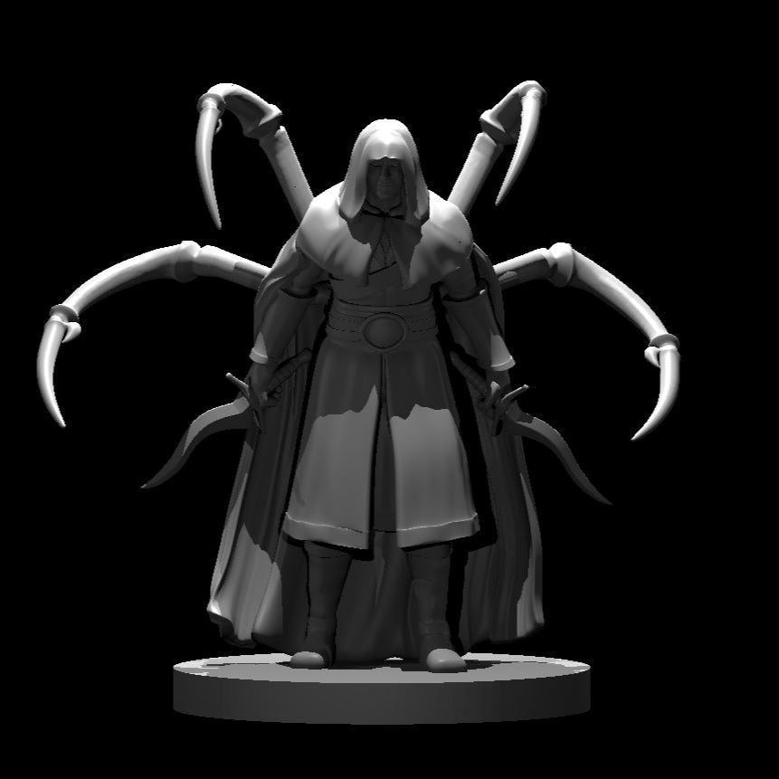 Human Male Rogue 7 w four spider arms out of his back 28mm Scale Miniature