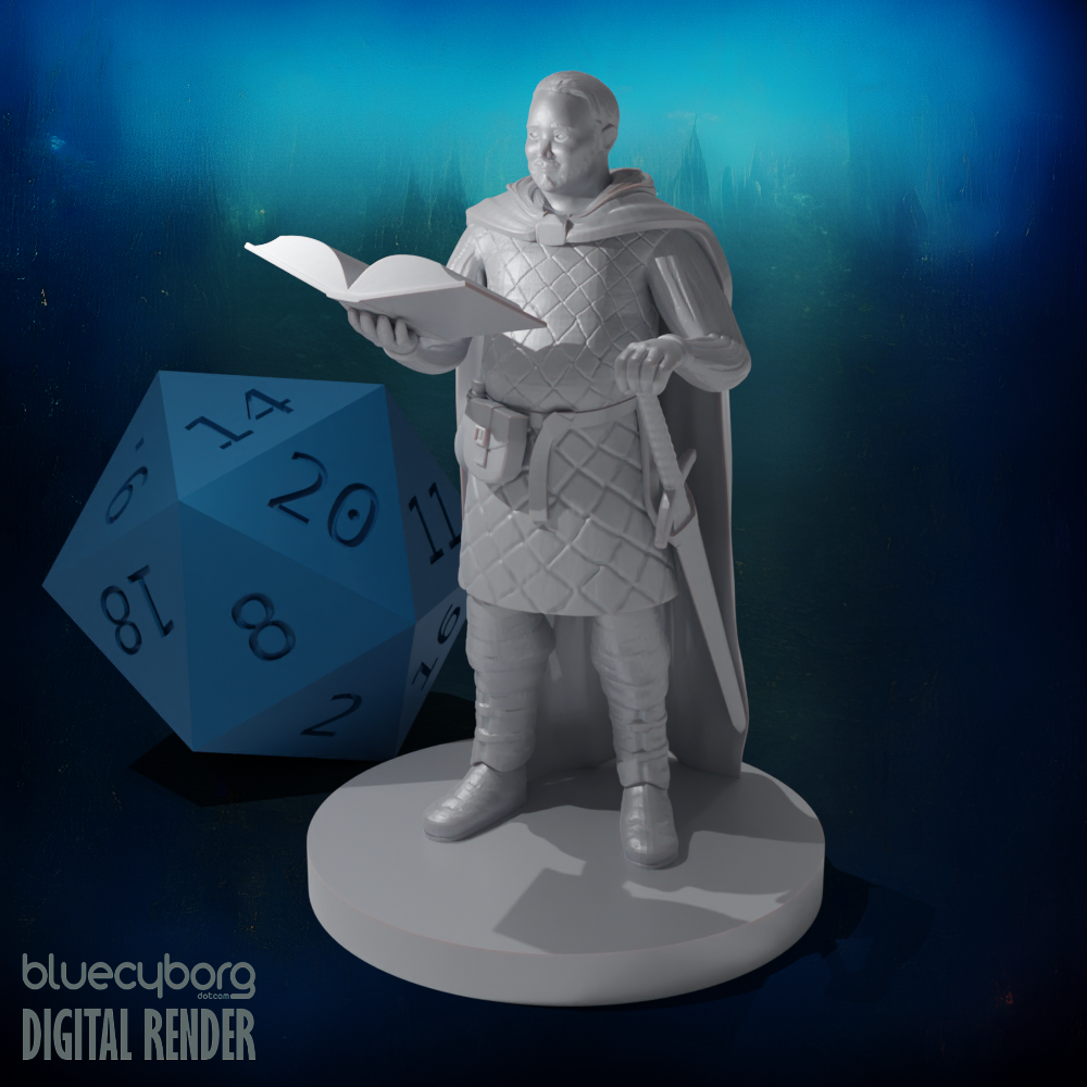 Human Male Scholar Fighter 28mm Scale Miniature