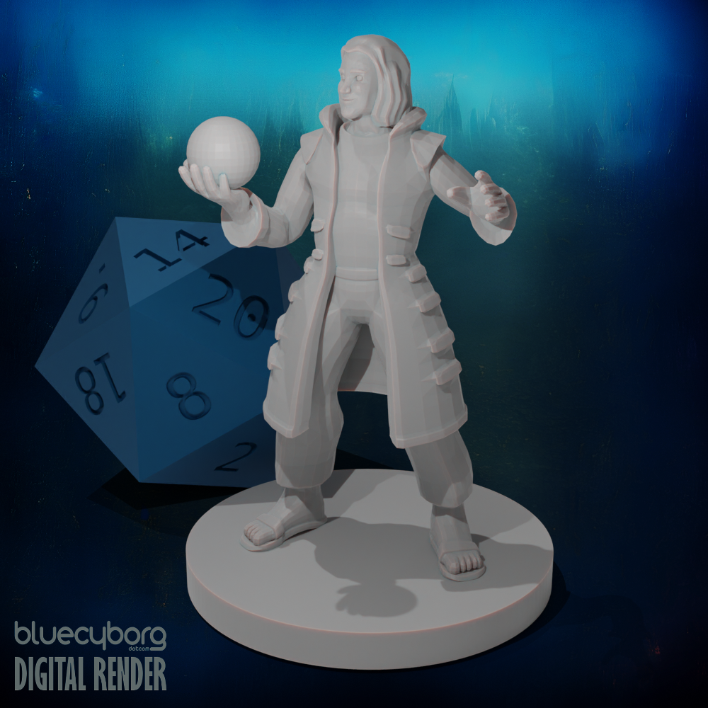 Human Male Warlock with Orb 28mm Scale Miniature