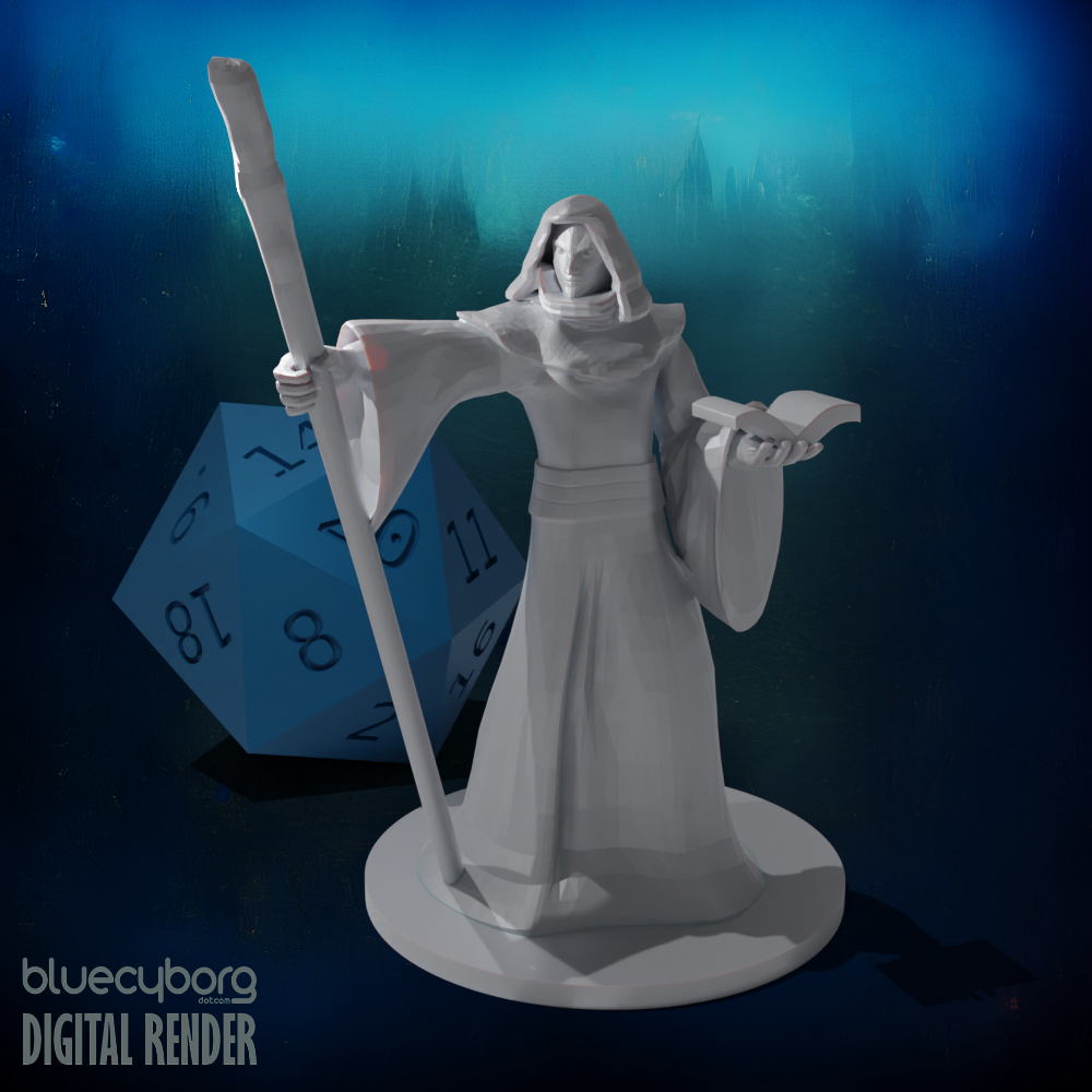 Human Wizard with Staff 28mm Scale Miniature