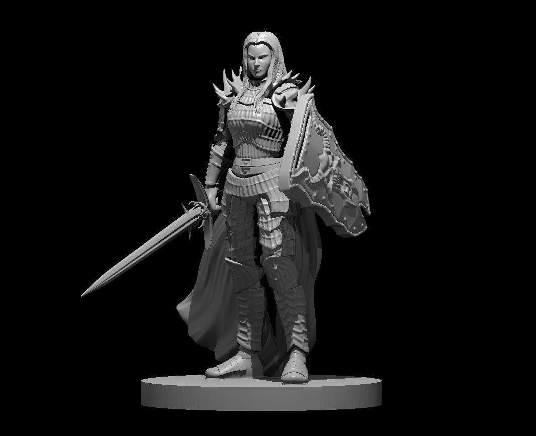 Human Female Fallen Paladin - 28mm Scale Miniature