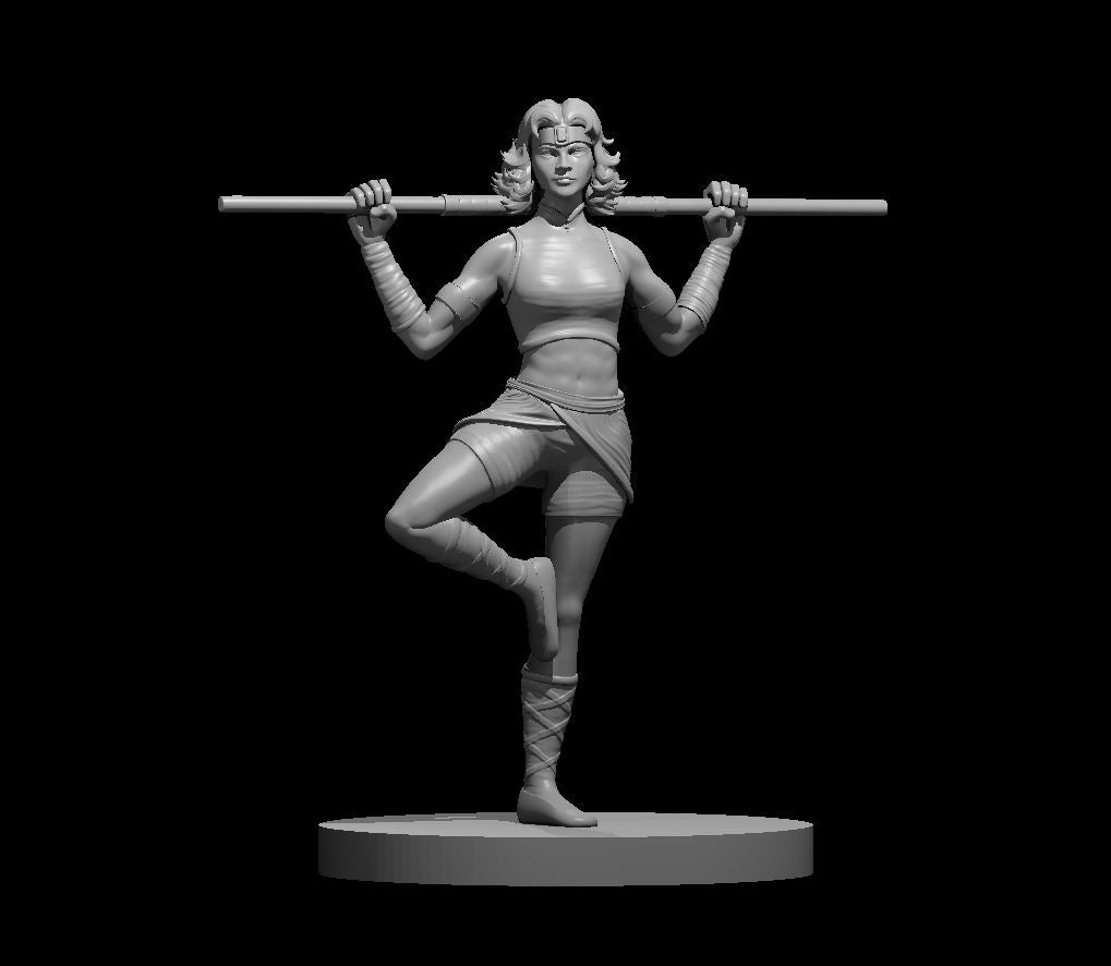 Human Female Monk 3 - 28mm Scale Miniature