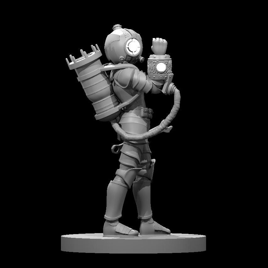 Human Female Underwater Armorer Artificer - 28mm Scale Miniature