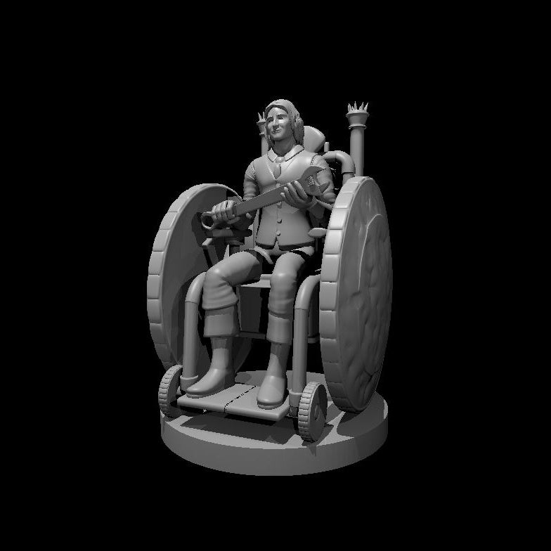 Human Male Artificer on Battle Wheelchair - 28mm Scale Miniature