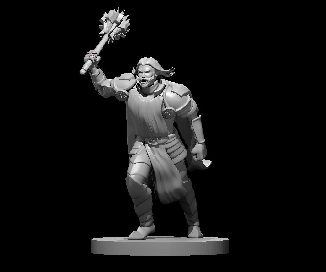 Human Male Cleric Charging - 28mm Scale Miniature