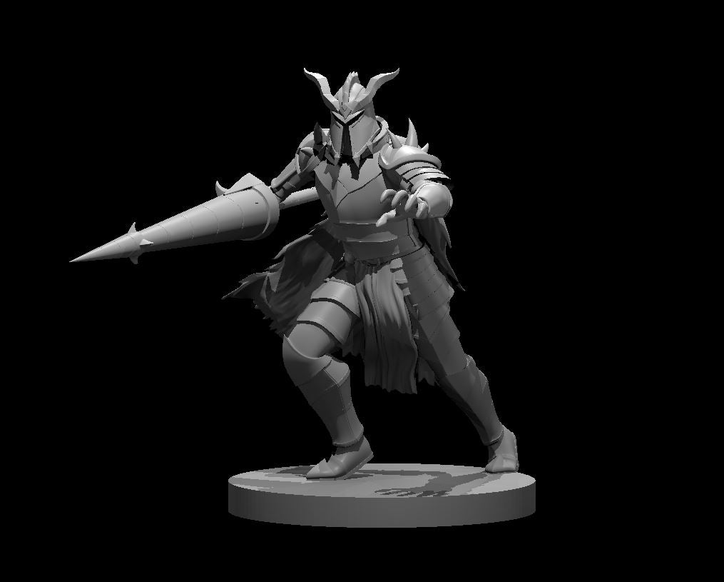 Human Male Fallen Paladin w Lance - 28mm Scale Miniature