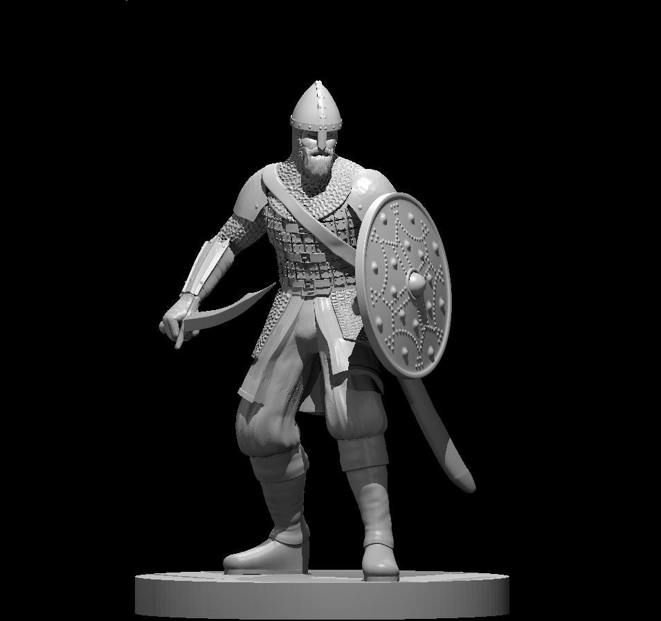 Human Male Fighter 7 Kyiven Rus - 28mm Scale Miniature