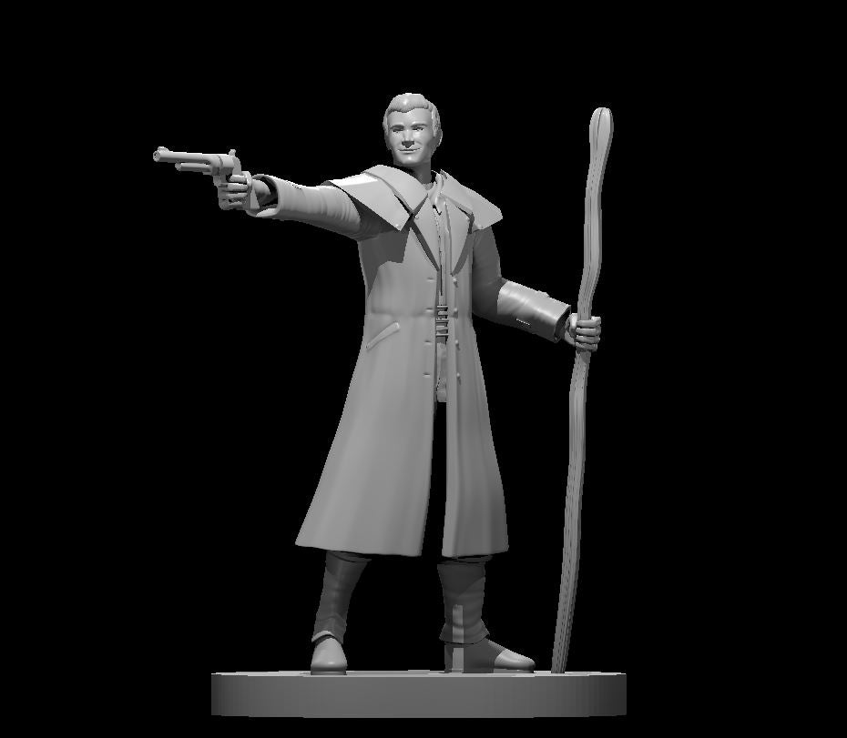 Human Male Gunslinger Wizard - 28mm Scale Miniature