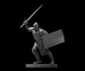 Human Male Paladin with Tower Shield Charging - 28mm Scale Miniature