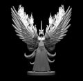 Kitsune Phoenix Unicorn Six Tail Masked Fire Sorceress - 28mm Scale Miniature