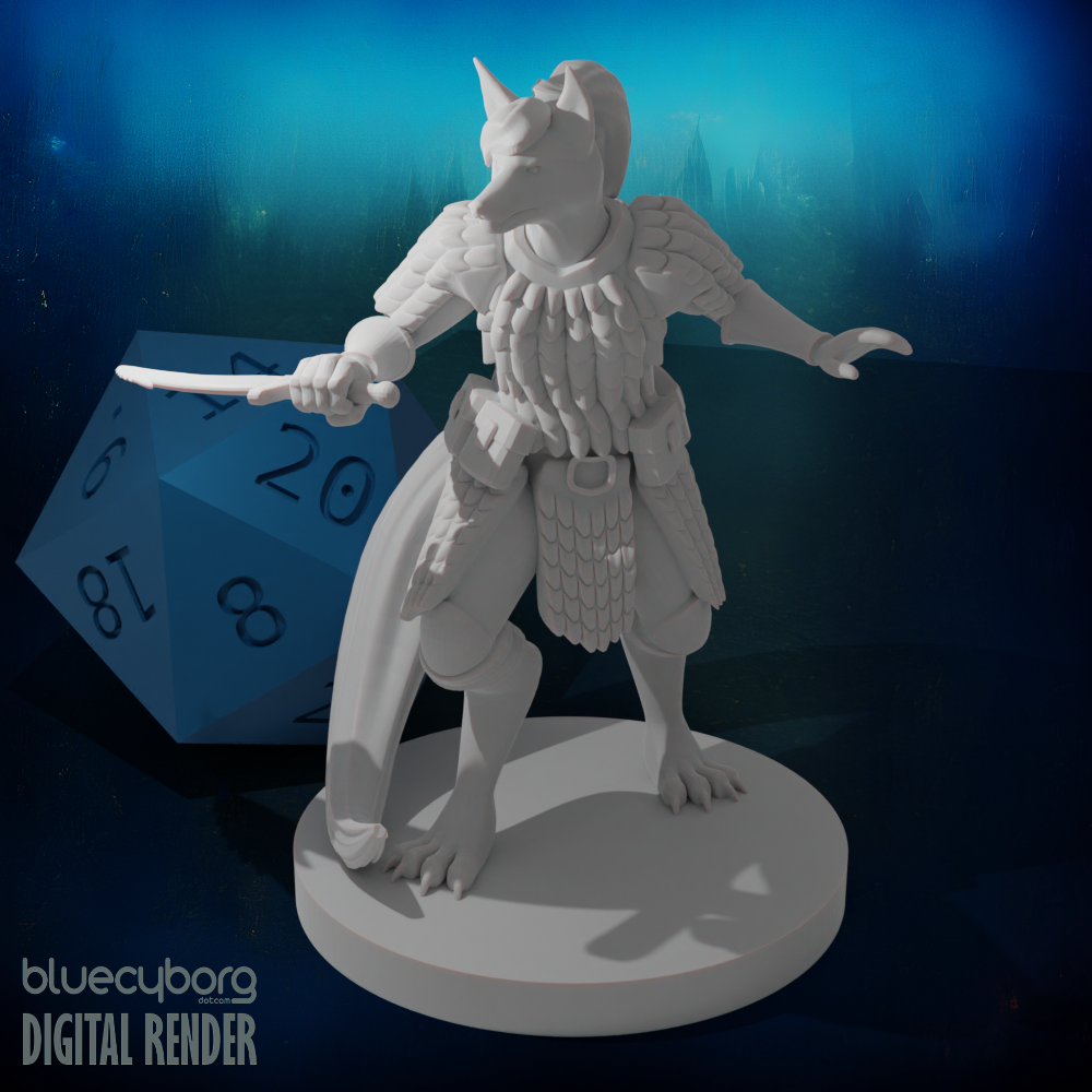 Kitsune Cleric with Scale Armor and Dagger 28mm Scale Miniature