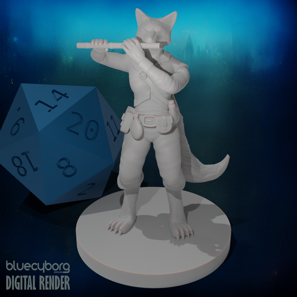 Kitsune Female Bard with Flute 28mm Scale Miniature