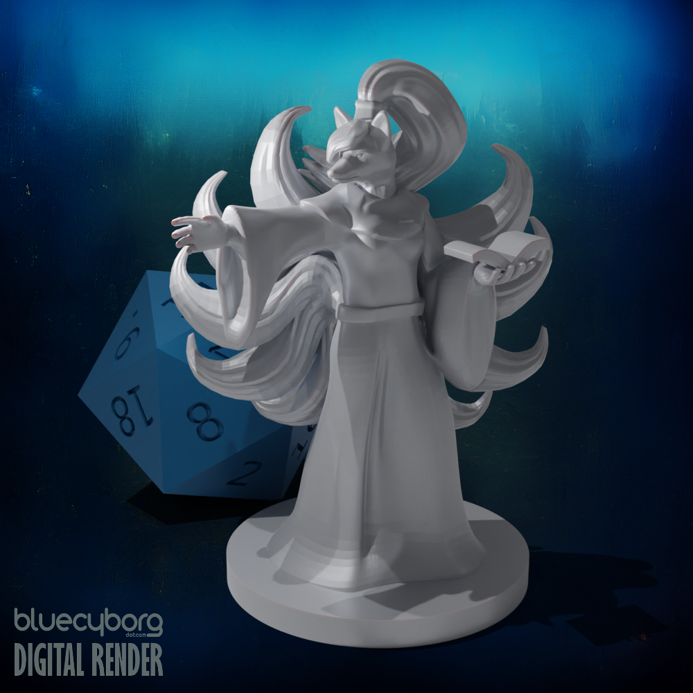 Kitsune Female Mage With Nine Tails 28mm Scale Miniature For D D kitsune-female-mage-with-nine-tails-28mm-scale-miniature-for-d-d