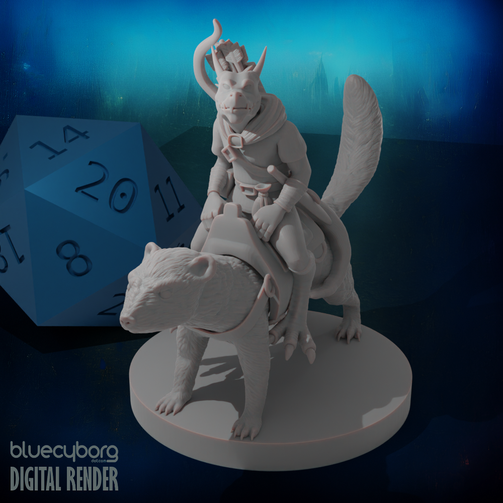 Kobold Ranger on a Dire Weasel 28mm Scale Miniature
