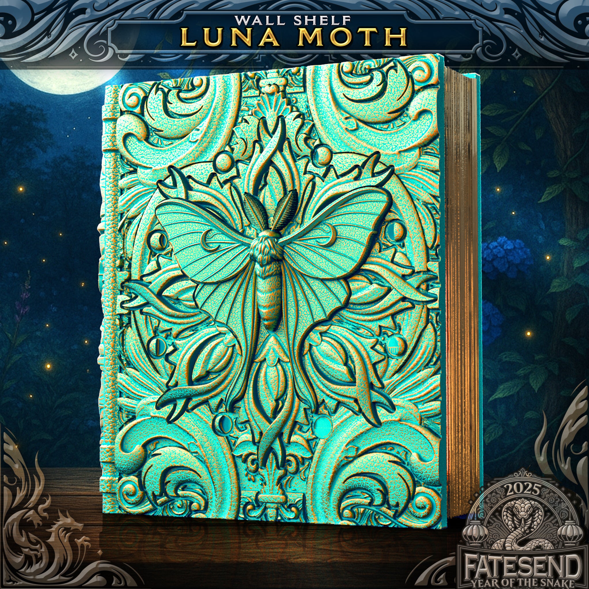 Luna Moth Tome - Storage / Roll Tray / Dice Tower