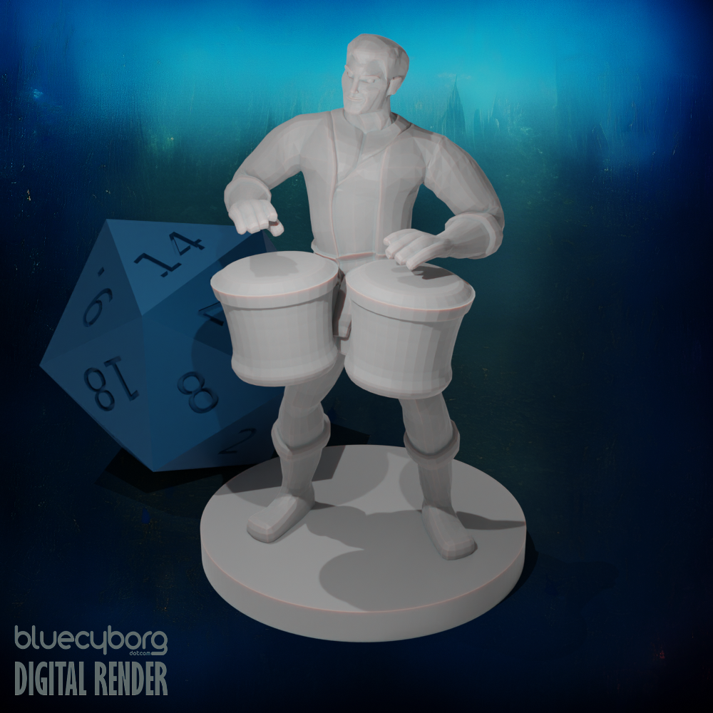 Male Human Bard with Bongos 28mm Scale Miniature