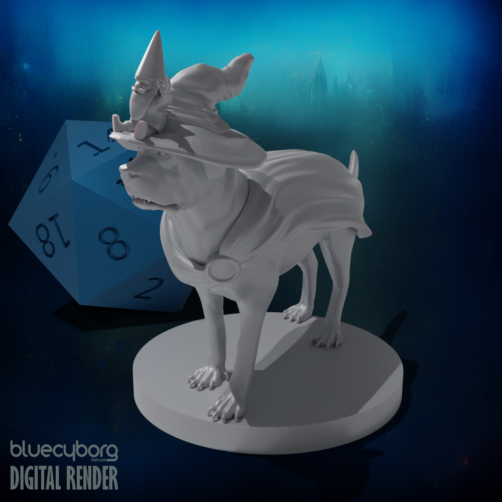 Mastiff Wizard with Garden Gnome Buddy 28mm Scale Miniature