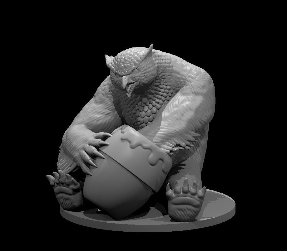 Owlbear Enjoying Honey miniature