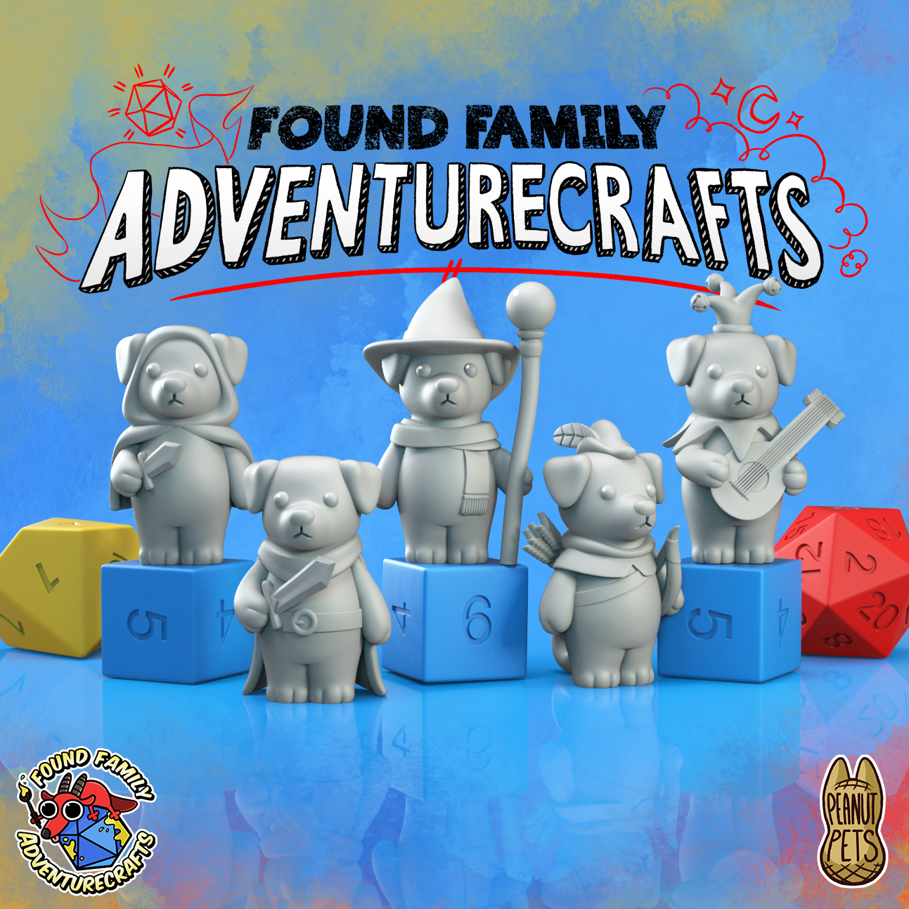 Peanut Pups - Floppy Ear Dog in Fantasy Costumes - Whimsical Canine Miniatures