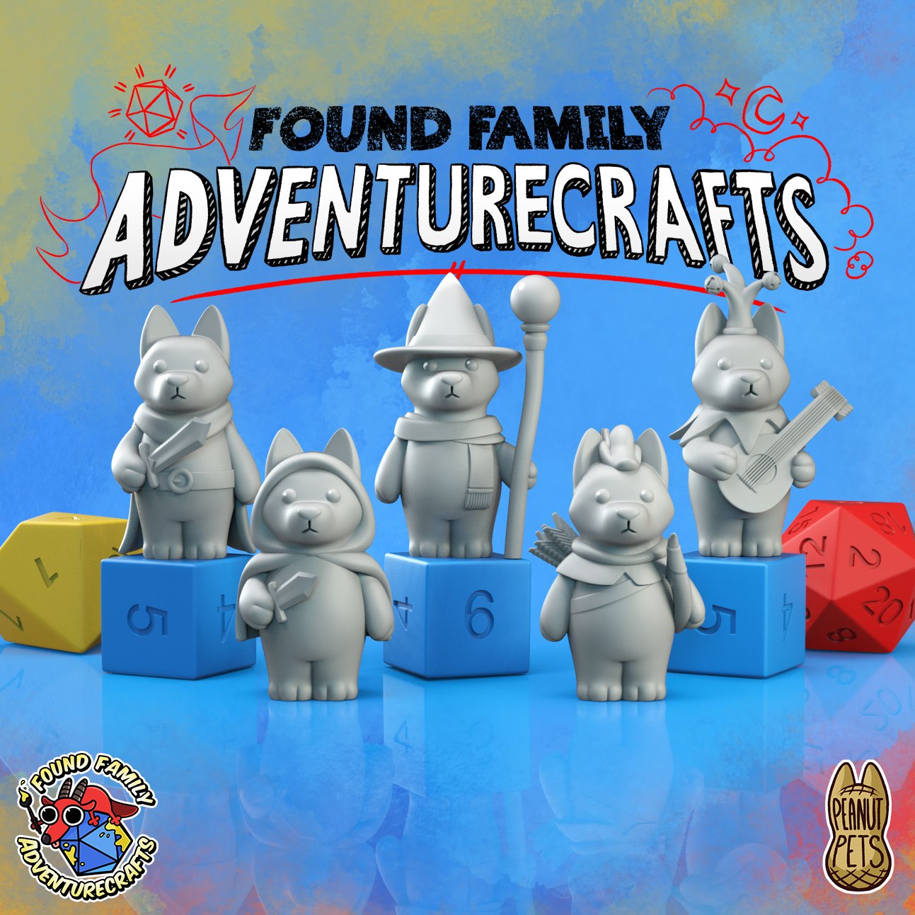 Peanut Pups - Pointy Ear Dog in Fantasy Costumes - Whimsical Canine Miniatures