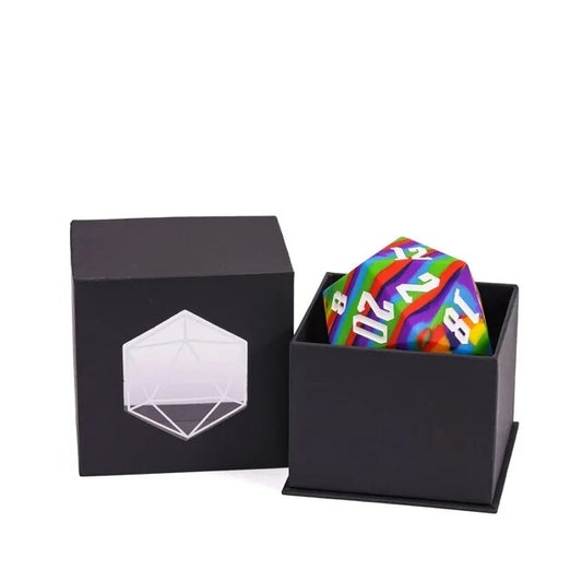 55mm Bouncy Silicone D20 Chonk - Rainbow / White