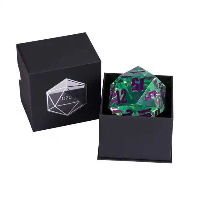 55mm D20 Chonk - Crystal Green / Purple