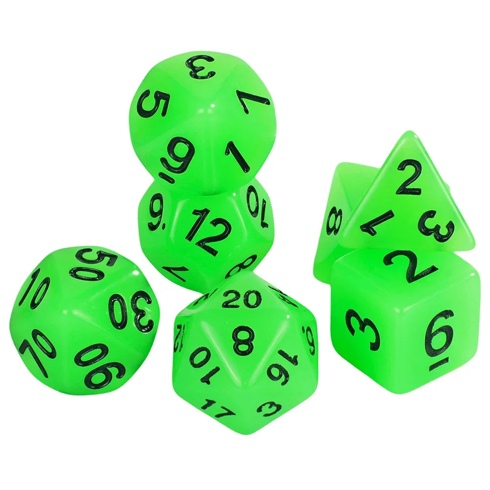 Glow In The Dark Dice Set - Green