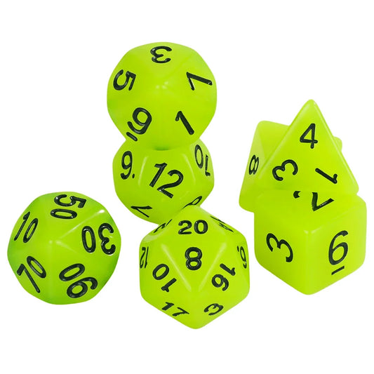 Glow In The Dark Dice Set - Yellow