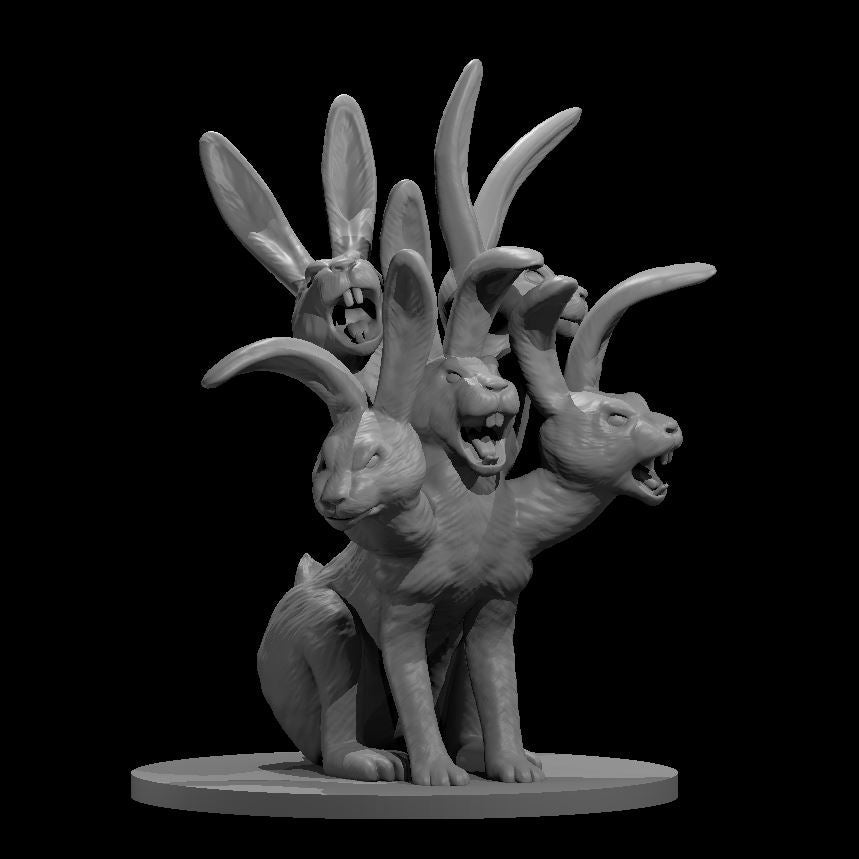 Giant Rabbit Hydra 28mm Scale Miniature for D&D, Shapeways, Pathfinder ...