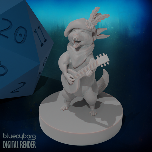 Raccoon Bard with Lute 28mm Scale Miniature