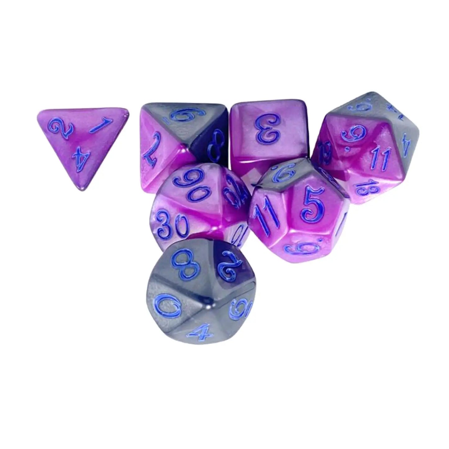 D20 Polyhedral 7 Piece Dice Set - Two Tone - Black/Violet