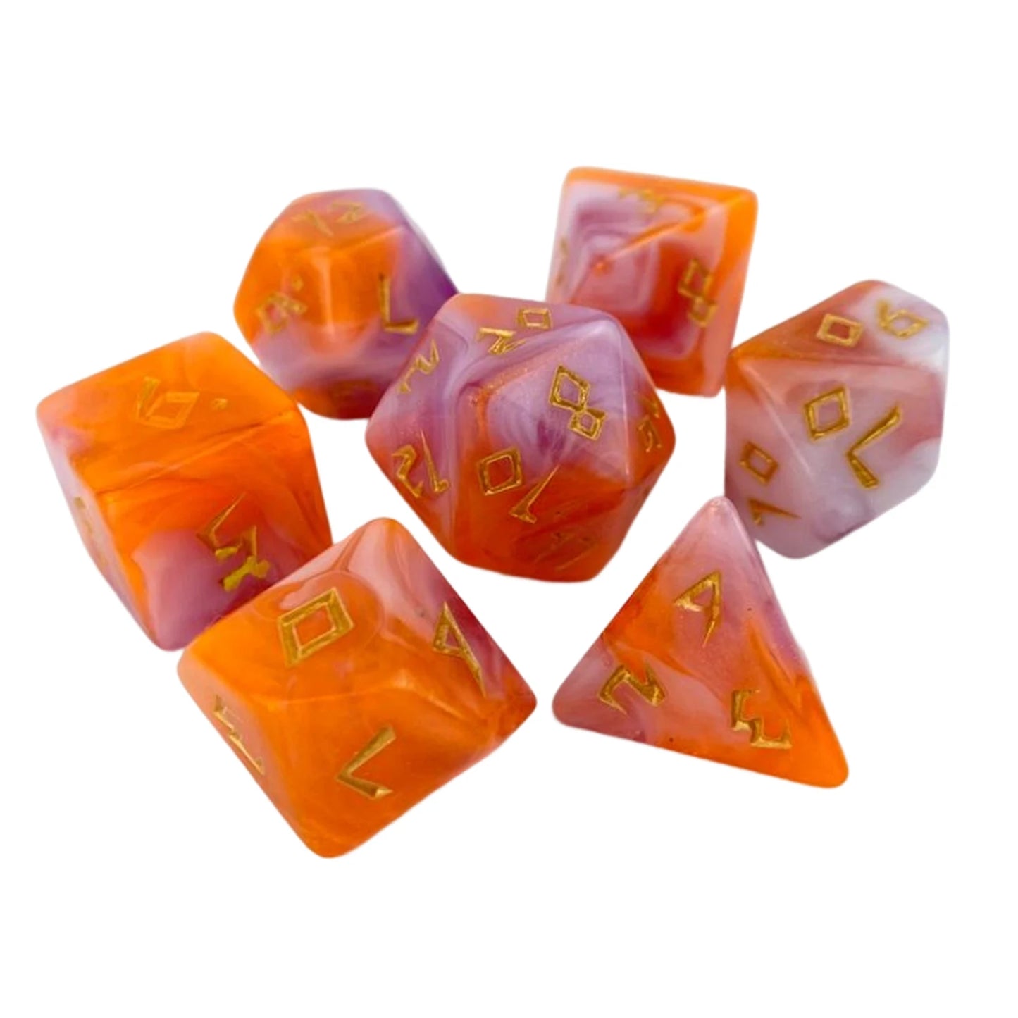 Rune Font Dice Set - Orange Violet