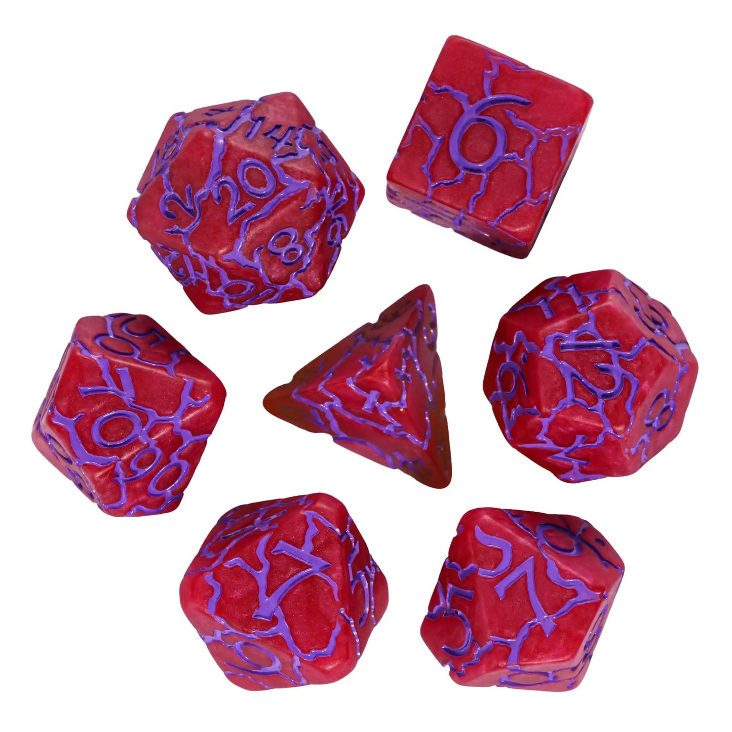 Scorched Earth Dice Set - Crimson Veinstone