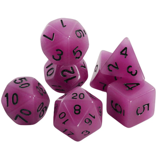 Glow In The Dark Dice Set - Purple