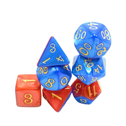 Two Tone Dice Set - Blue/Red
