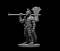 Silver Dragonborn War Cleric with Maul Axe Combo - 28mm Scale Miniature