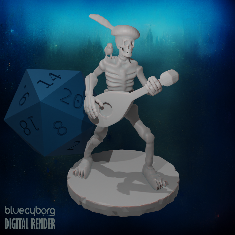 Skeleton Bard 28mm Scale Miniature for D&D, Shapeways, Pathfinder and ...