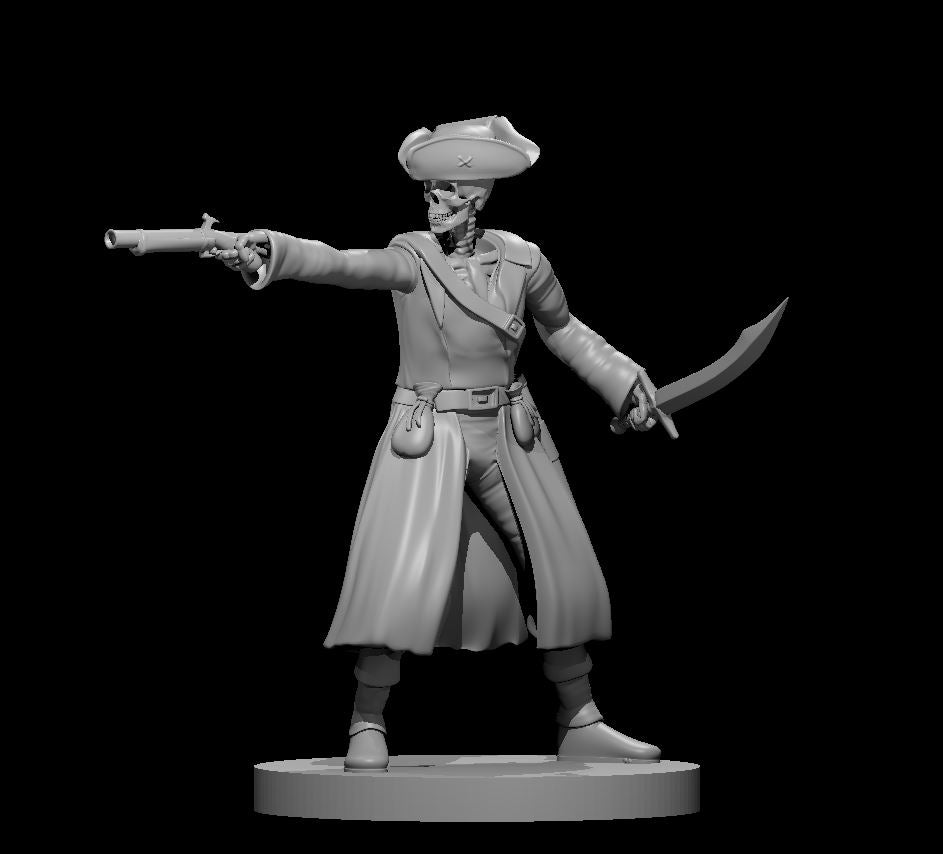 Skeleton Pirate Captain 28mm Scale Miniature