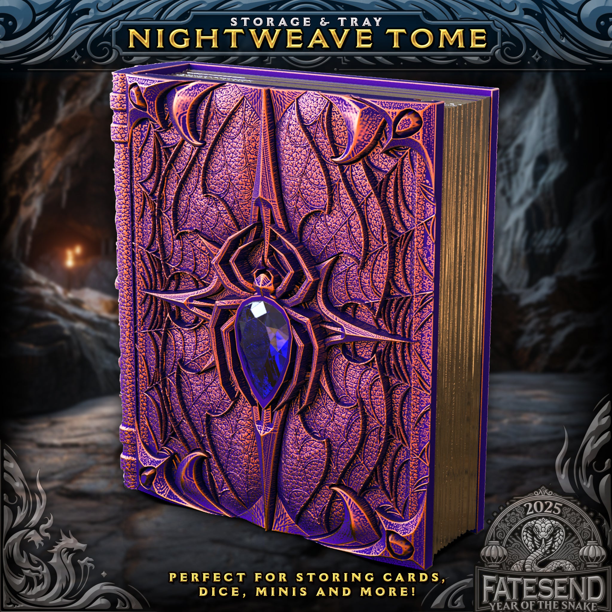 Nightweave Spider Tome - Storage / Roll Tray / Dice Tower