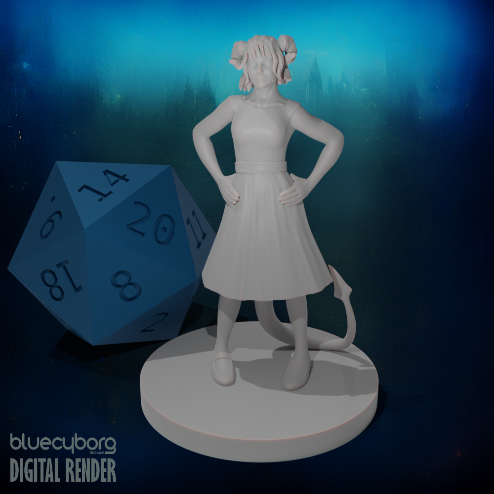 Tiefling Female Bard 3 28mm Scale Miniature