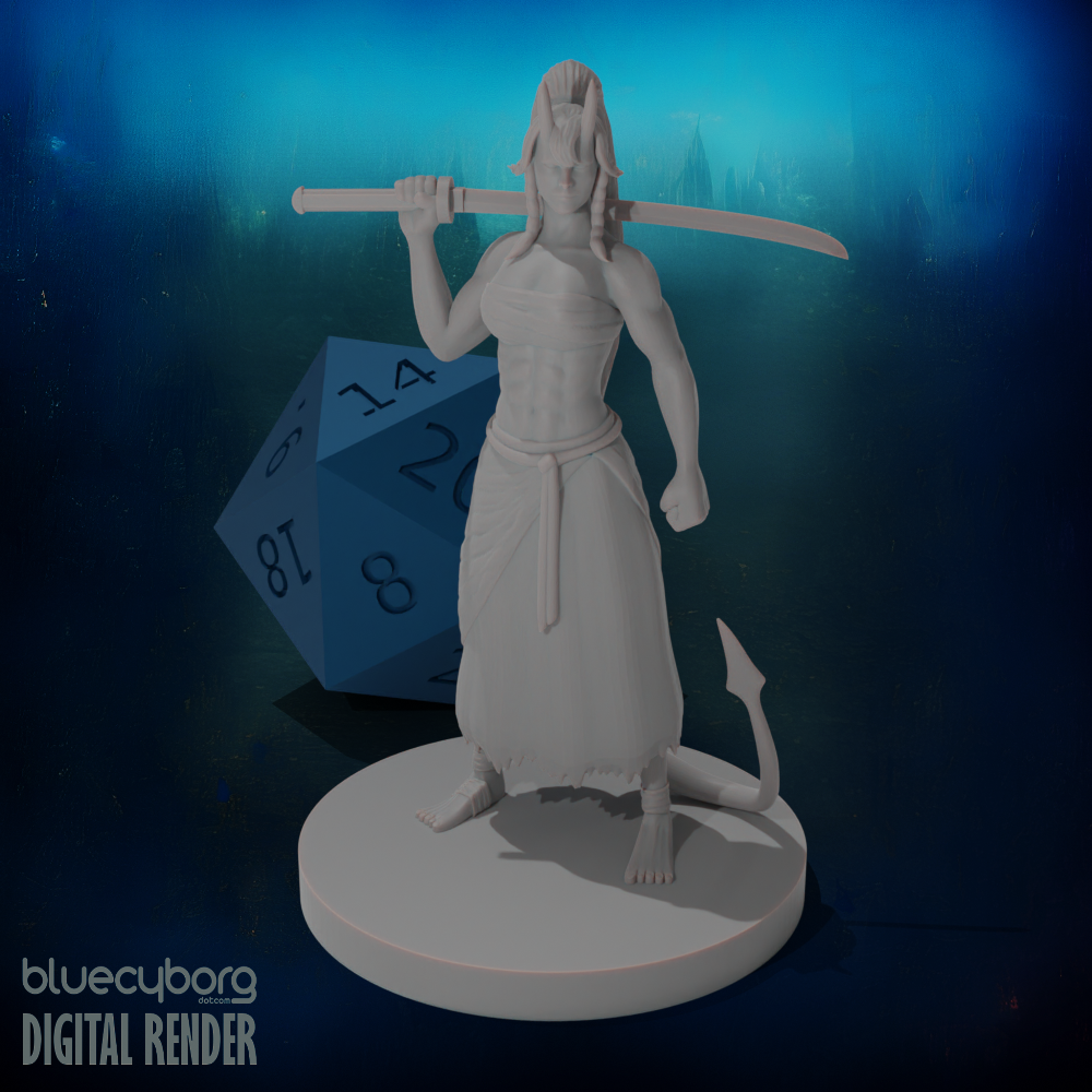 Tiefling Female Kensai Monk 28mm Scale Miniature