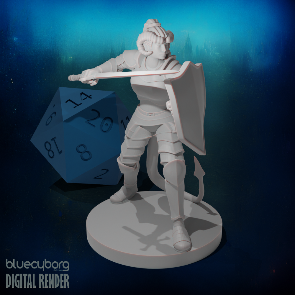 Tiefling Female Paladin 28mm Scale Miniature