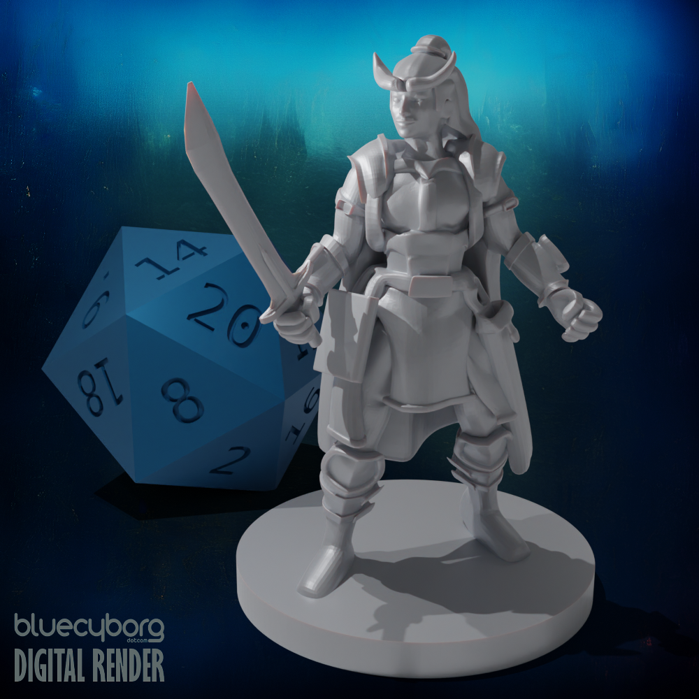 Tiefling Fighter Female 28mm Scale Miniature