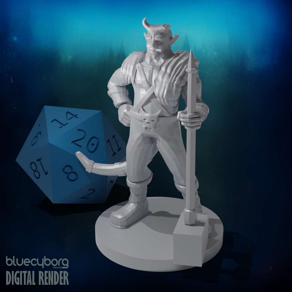 Tiefling Male Barbarian 28mm Scale Miniature