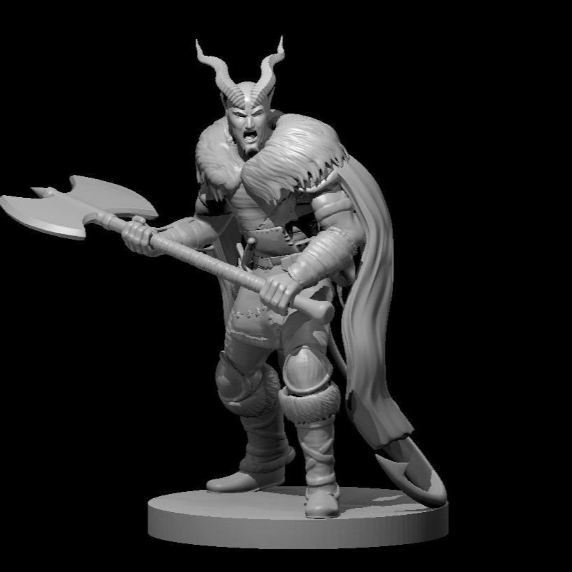 Tiefling Male Barbarian 2 28mm Scale Miniature