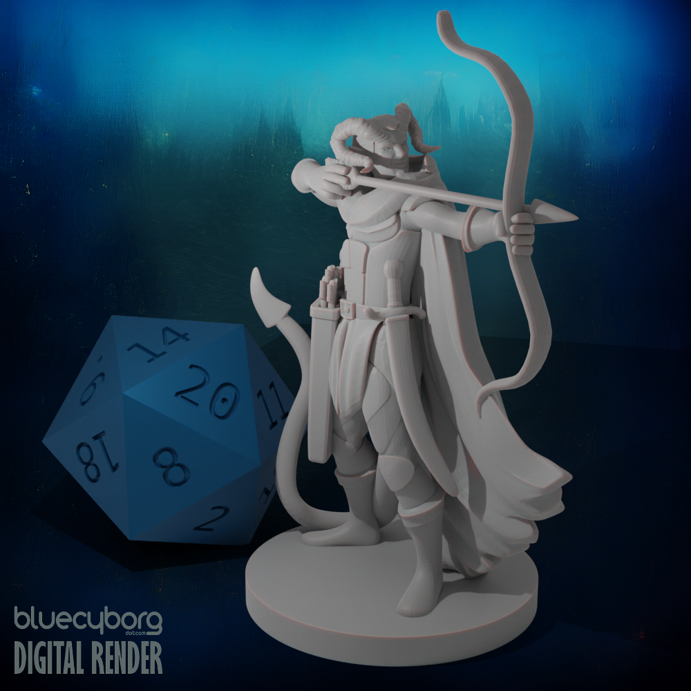 Tiefling Male Ranger 28mm Scale Miniature
